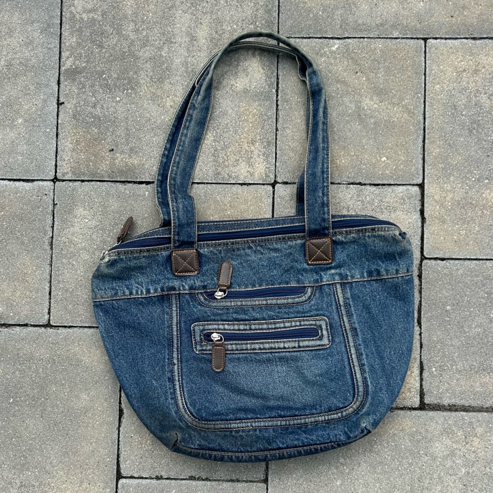 Y2K Denim Jean Purse Tote Bag Zipper